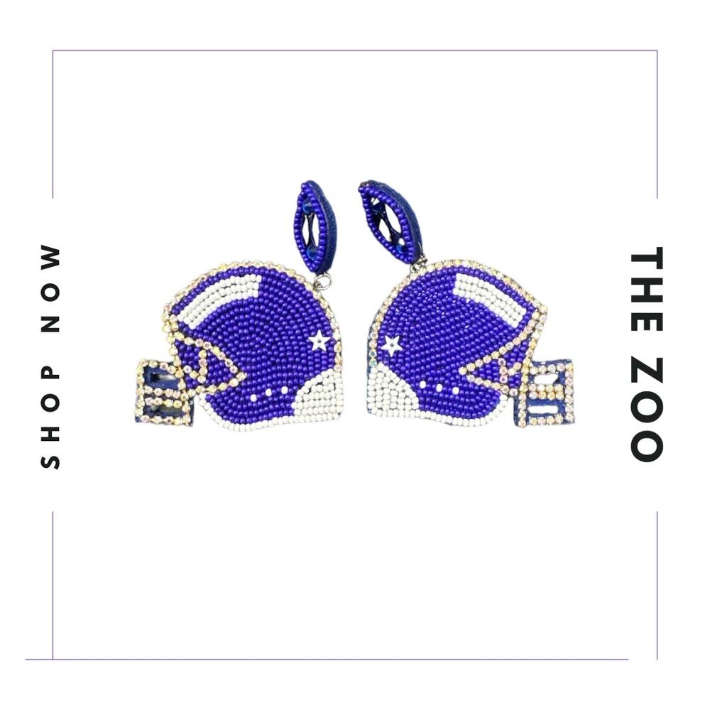 Beaded Football‎ Helmet Earrings